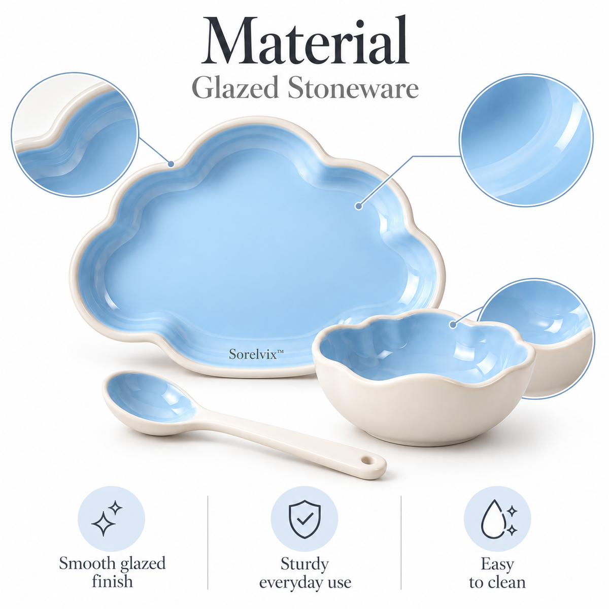 Sorelvix™ Cloudline Blue Dinnerware Set