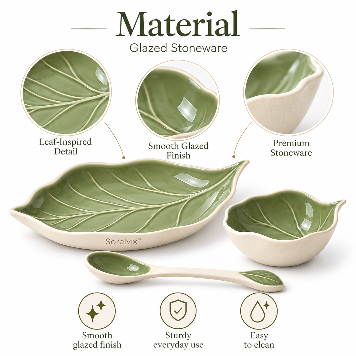 Sorelvix™ Sage Leaf Serving Set