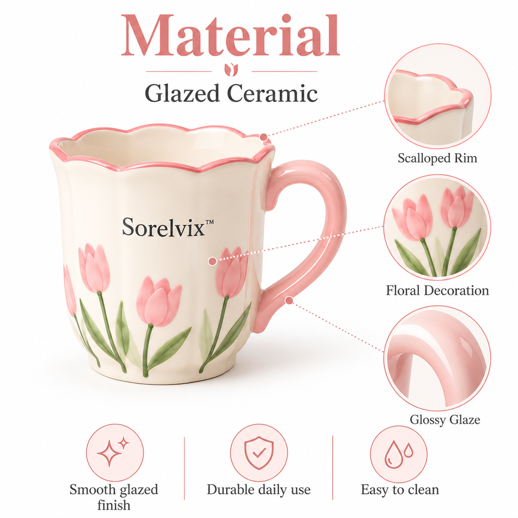 Sorelvix™ Blush Tulip Scallop Mug
