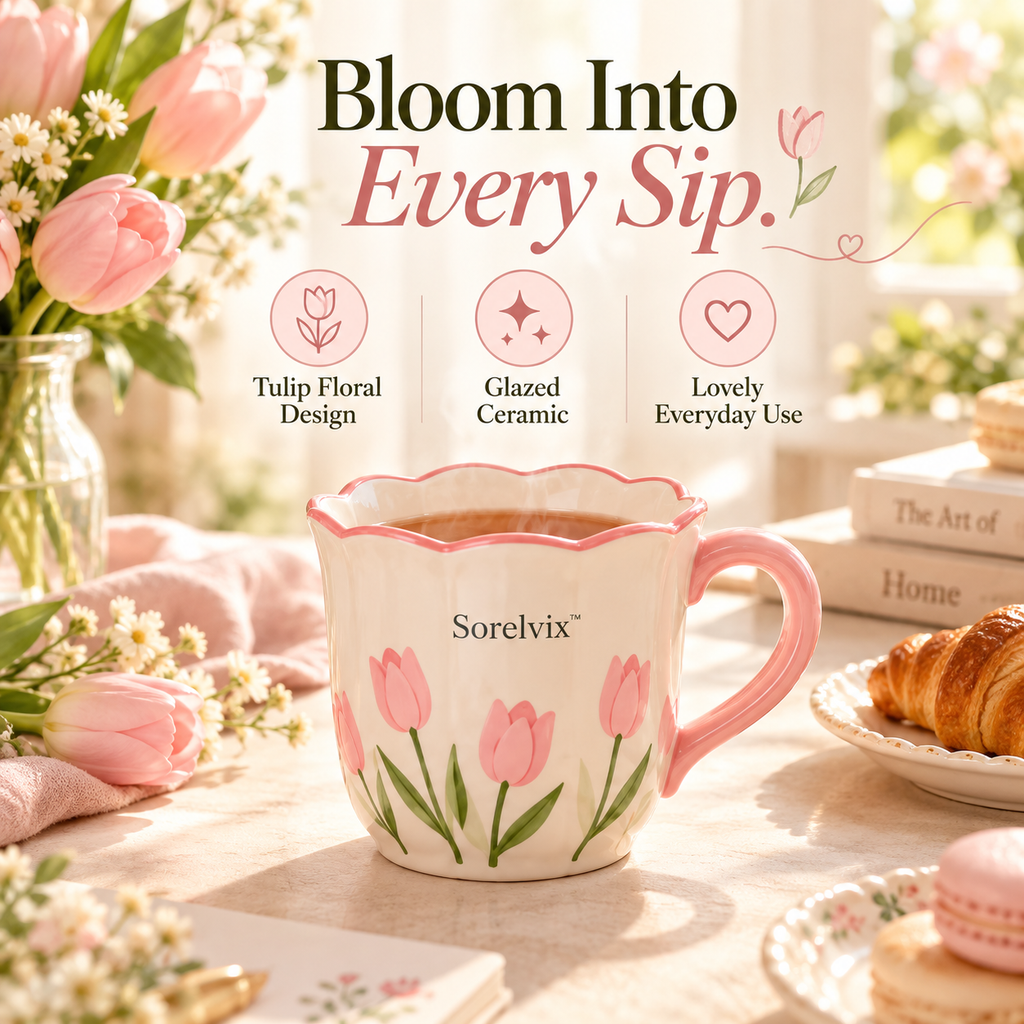 Sorelvix™ Blush Tulip Scallop Mug