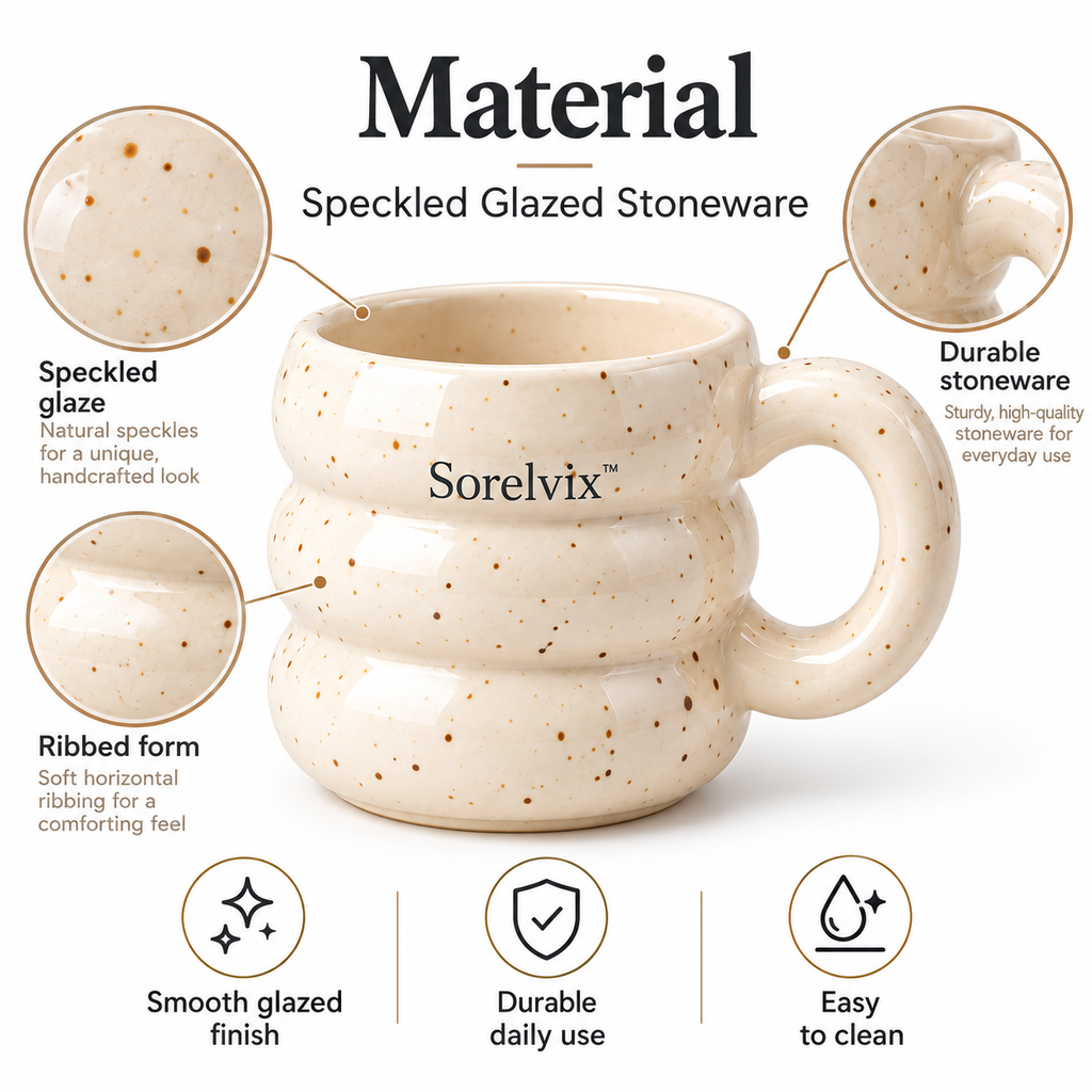 Sorelvix™ Oat Speckle Ribbed Mug