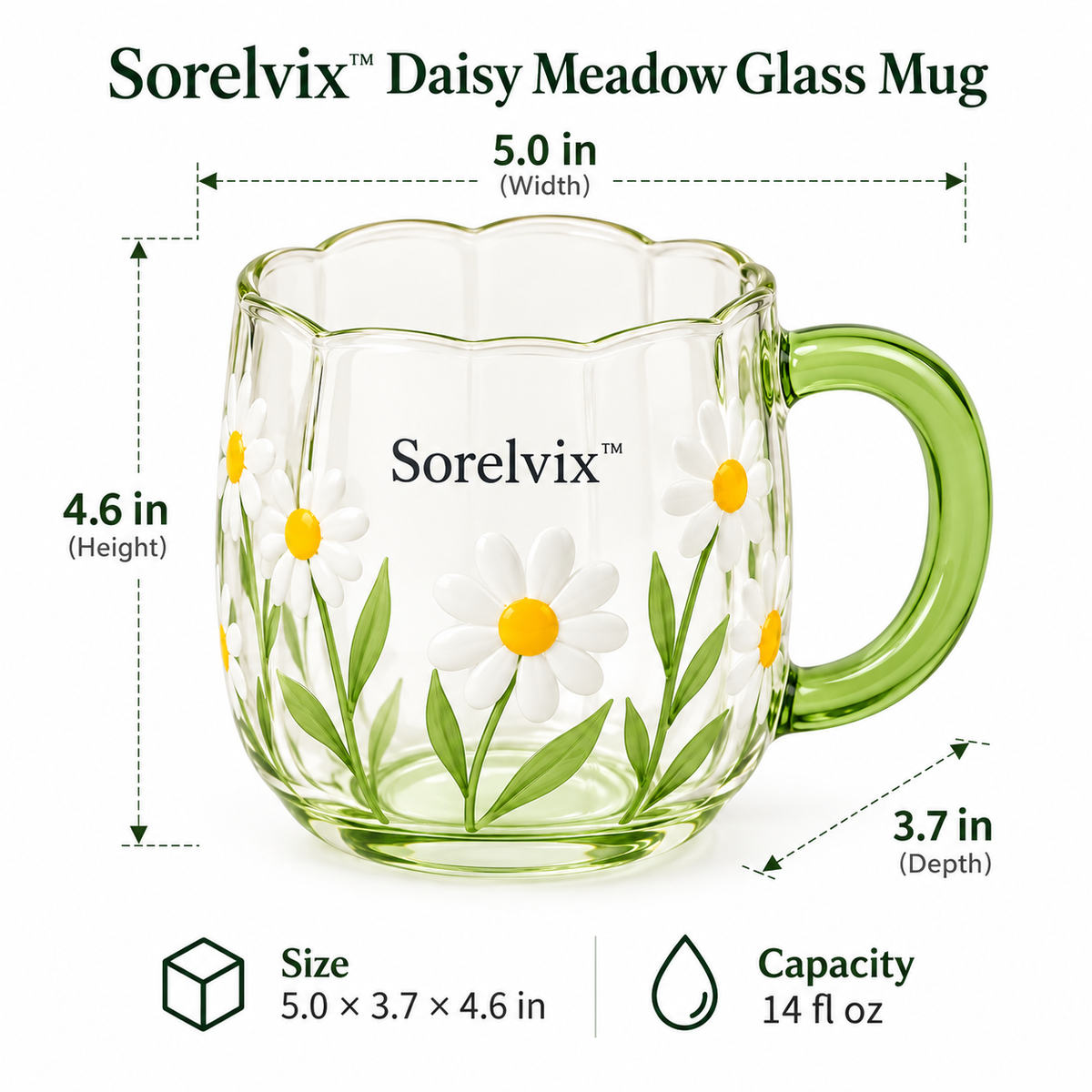 Sorelvix™ Daisy Meadow Glass Mug