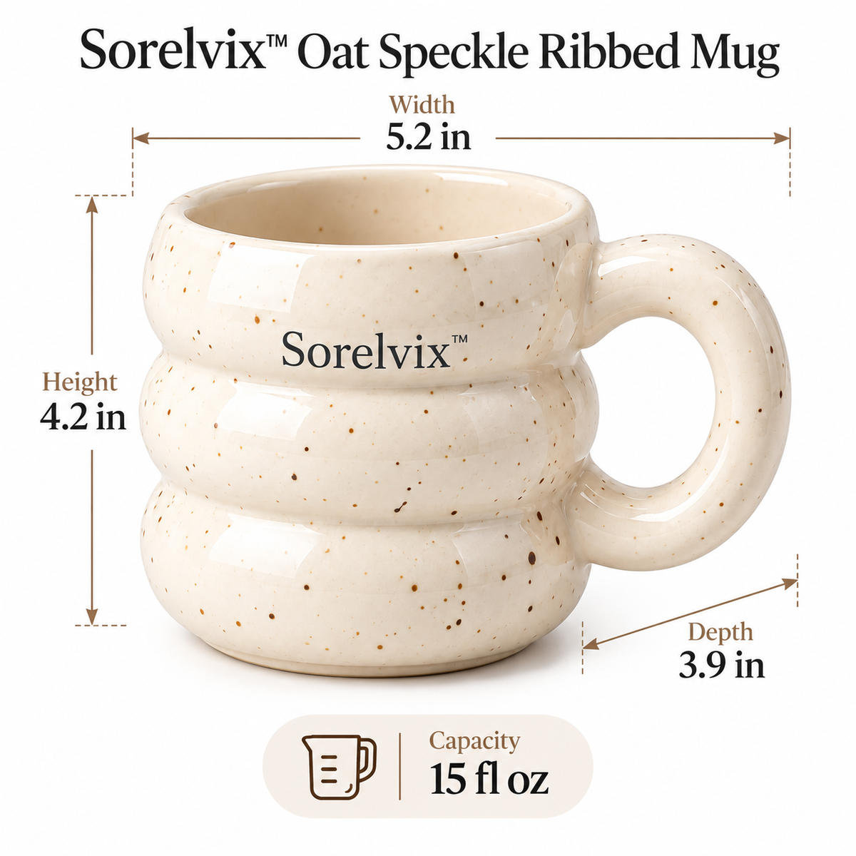 Sorelvix™ Oat Speckle Ribbed Mug