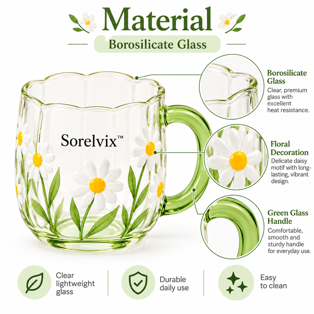 Sorelvix™ Daisy Meadow Glass Mug