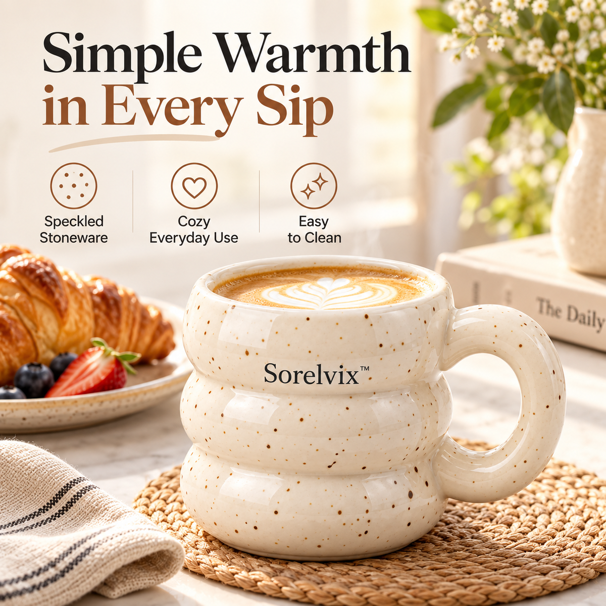 Sorelvix™ Oat Speckle Ribbed Mug