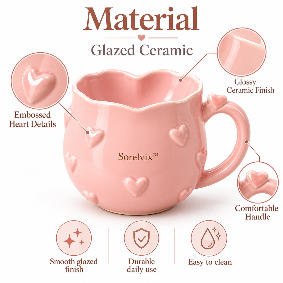 Sorelvix™ Blush Heart Ceramic Mug
