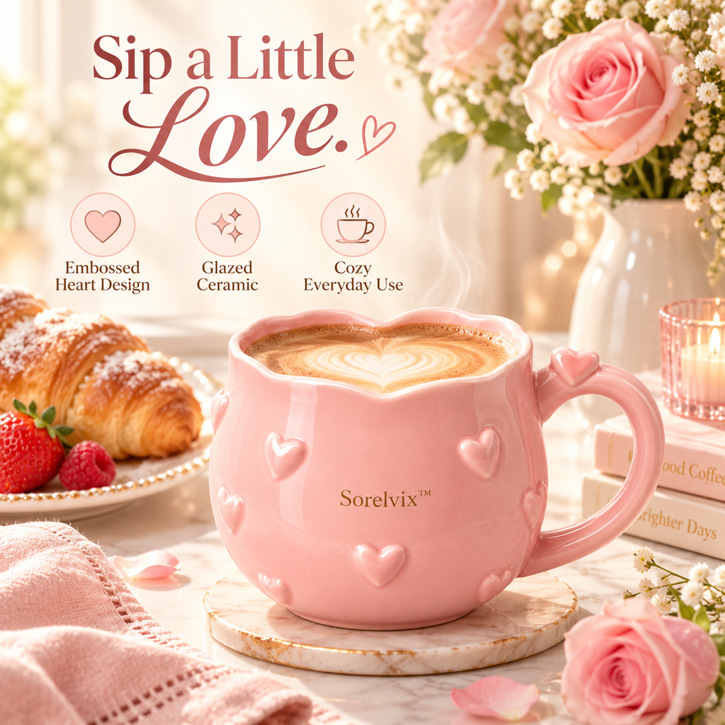 Sorelvix™ Blush Heart Ceramic Mug