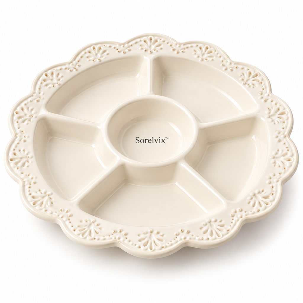 Sorelvix™ Ivory Lace Divided Serving Platter