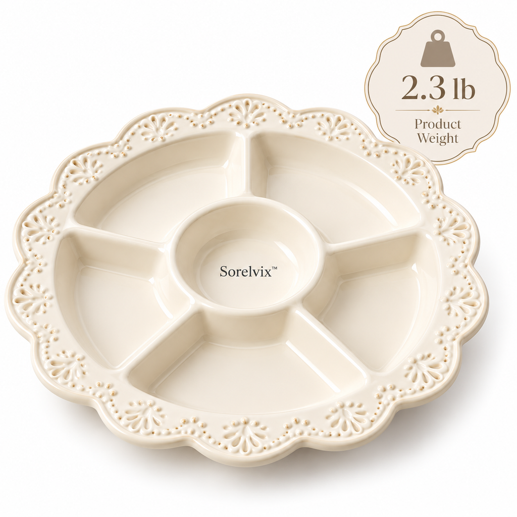 Sorelvix™ Ivory Lace Divided Serving Platter