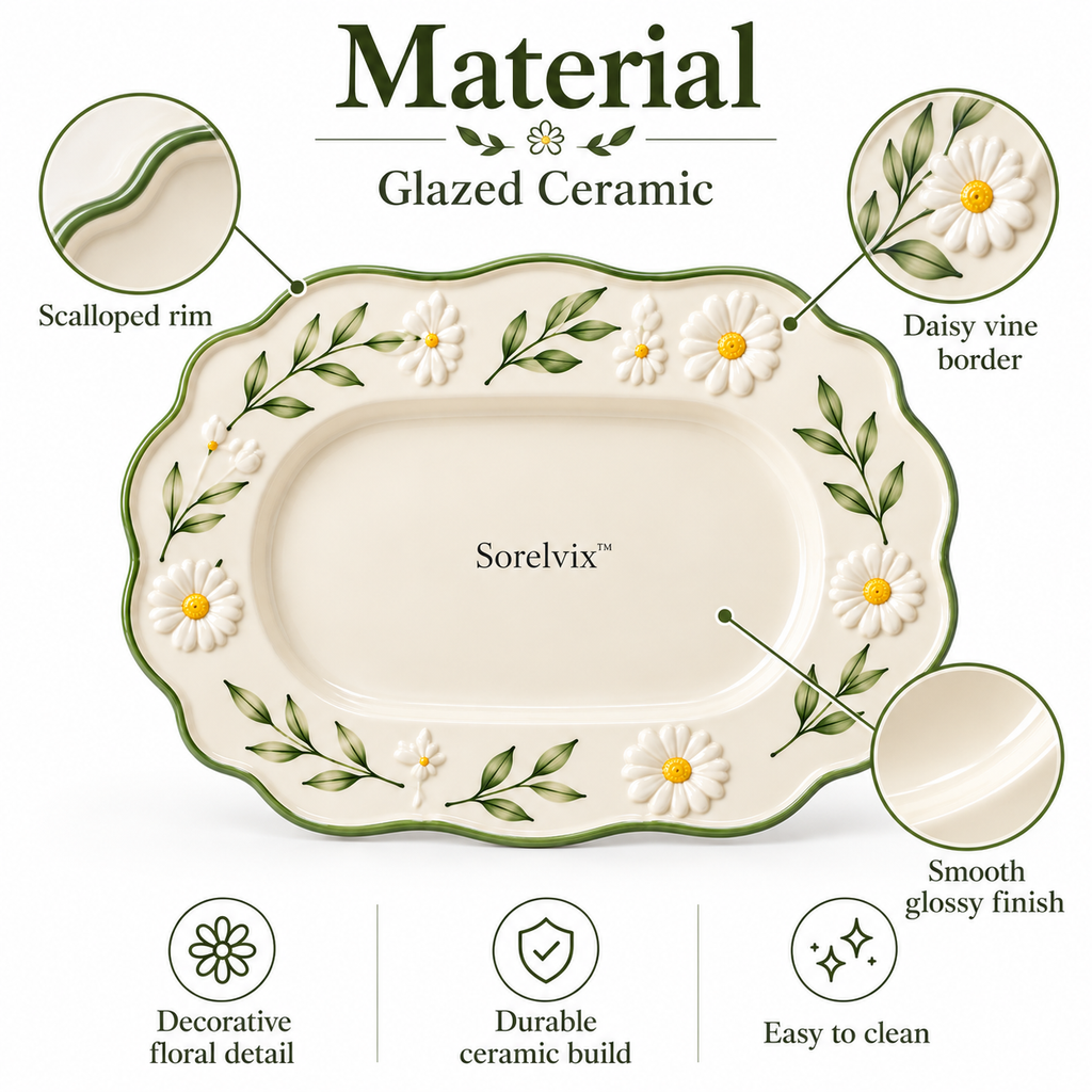 Sorelvix™ Daisy Vine Oval Serving Platter