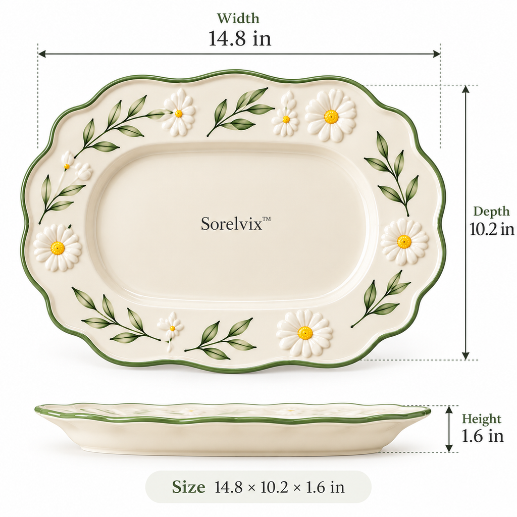 Sorelvix™ Daisy Vine Oval Serving Platter
