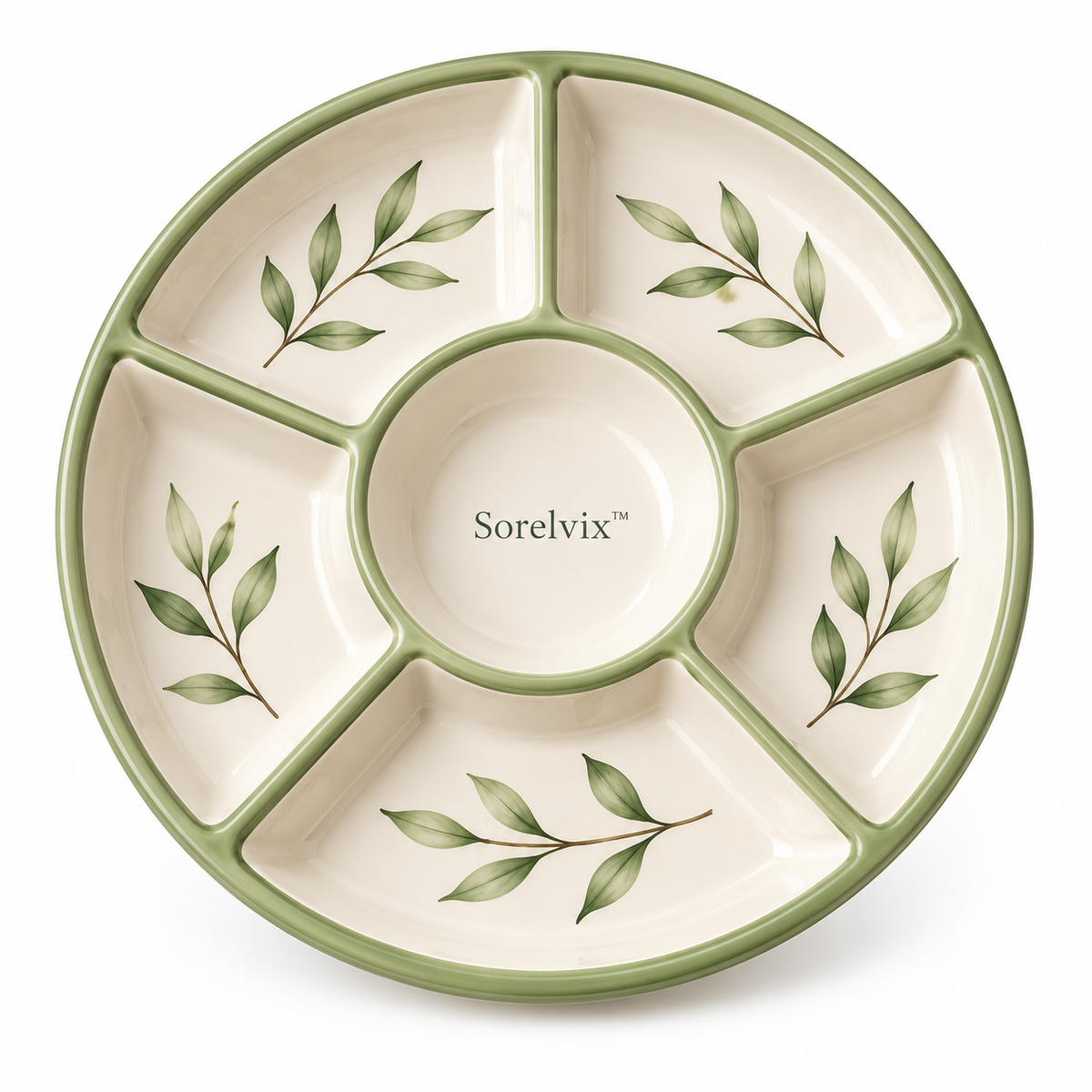 Sorelvix™ Sage Leaf Round Divided Platter