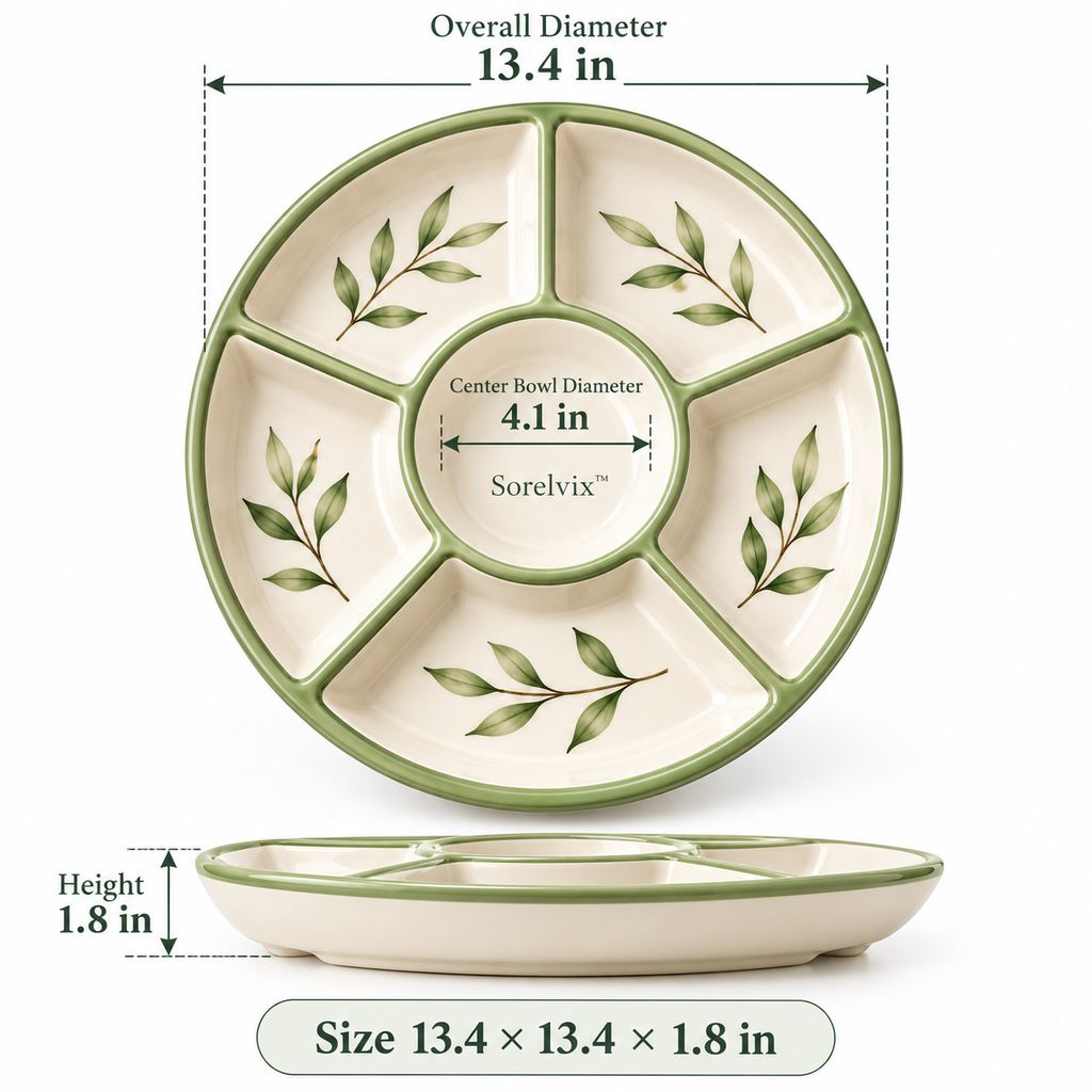 Sorelvix™ Sage Leaf Round Divided Platter