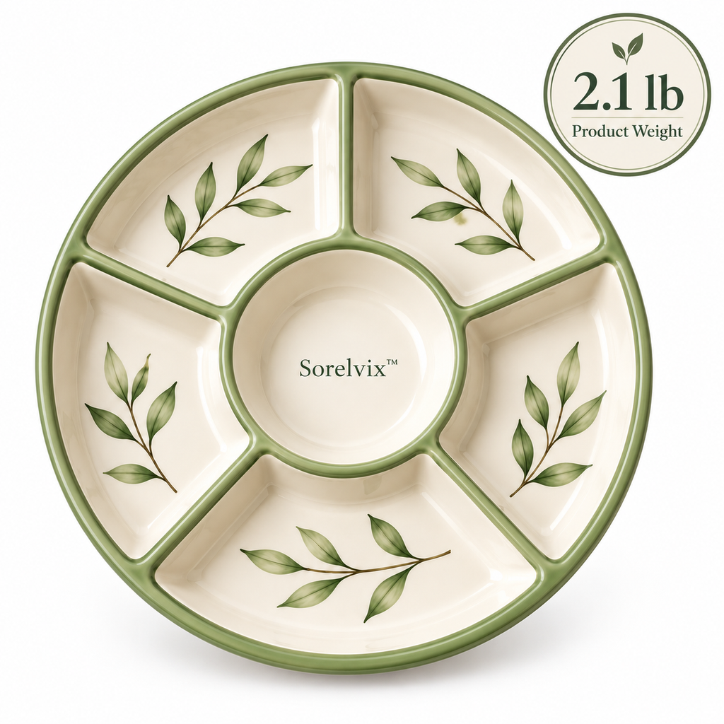 Sorelvix™ Sage Leaf Round Divided Platter