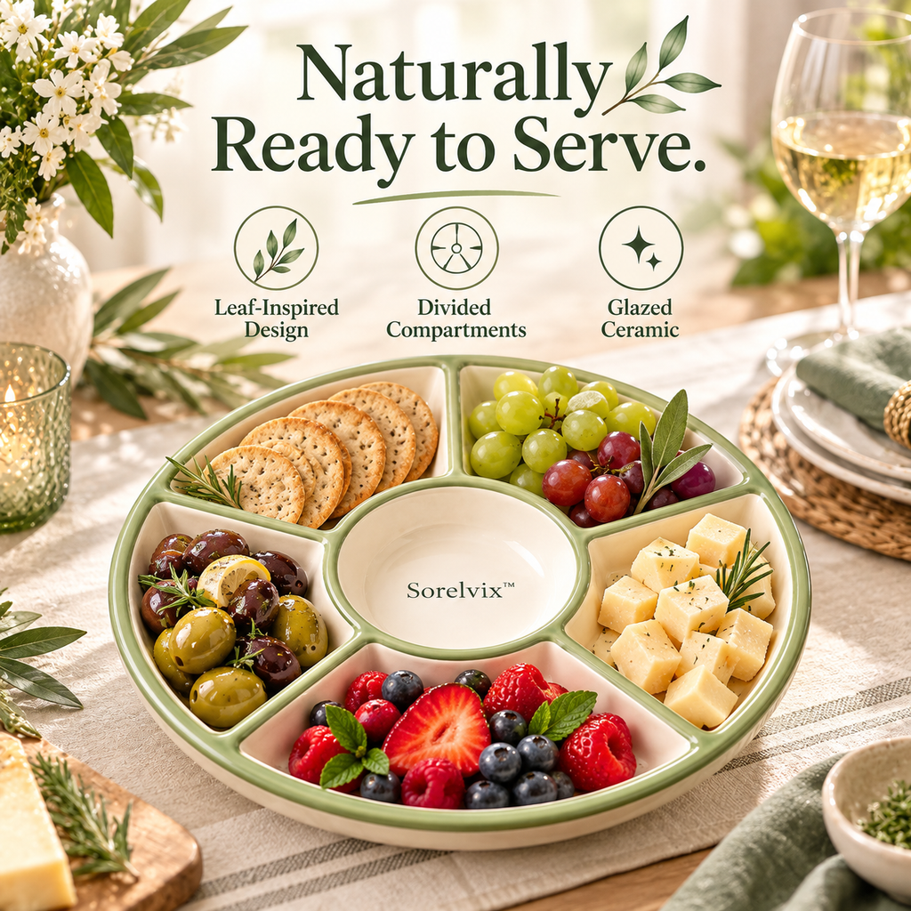 Sorelvix™ Sage Leaf Round Divided Platter