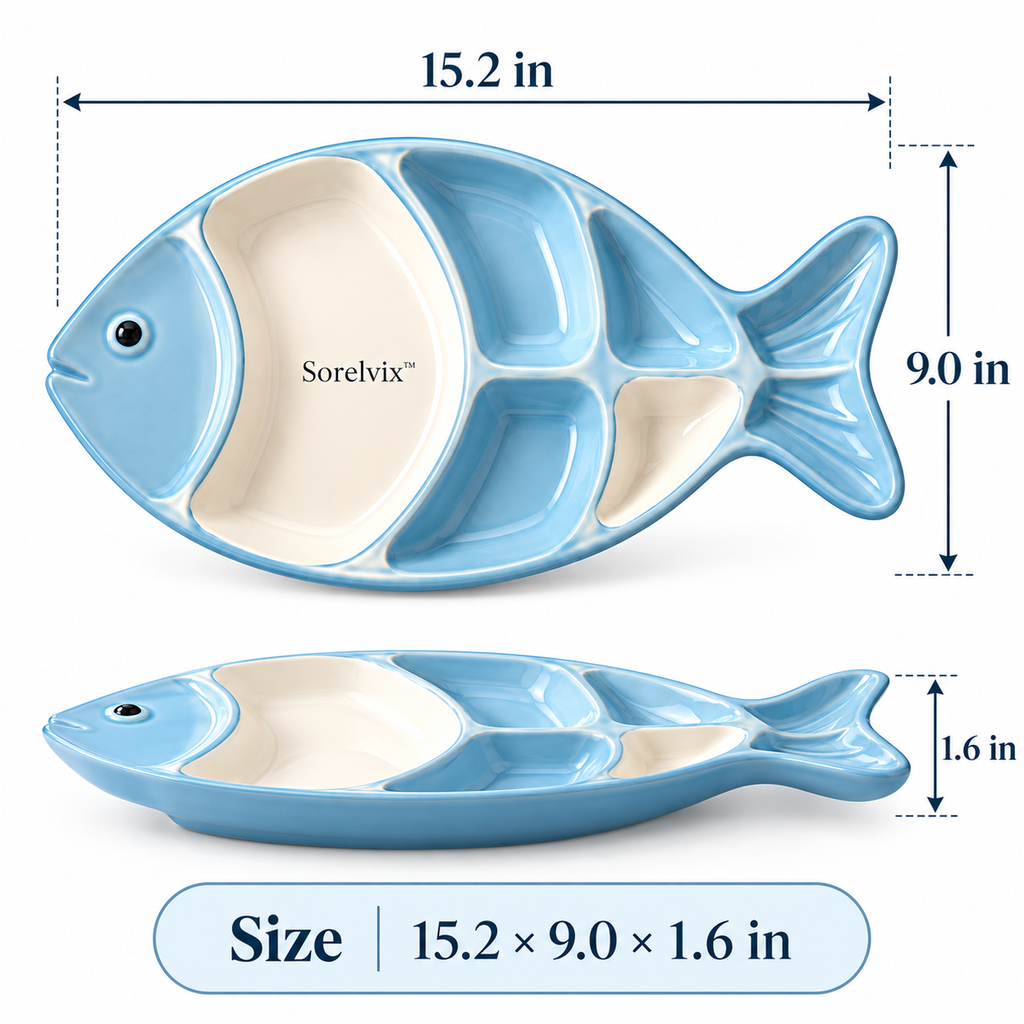 Sorelvix™ Coastal Fish Divided Serving Platter